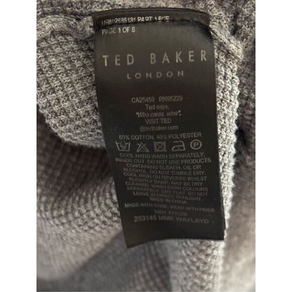 TED BAKER Men 8% Wool Zip Neck Knit Jumper Sweater Size L (4) - Picture 6 of 6
